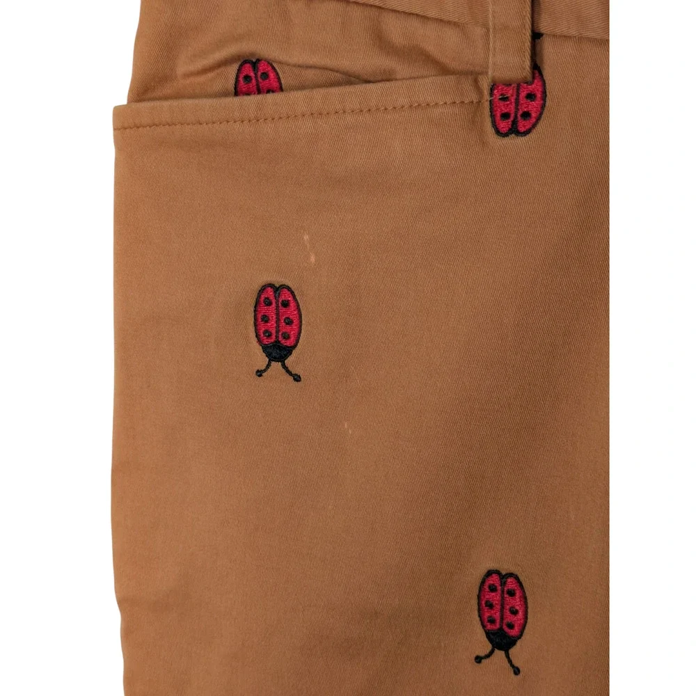 Vintage Label Lilly Pulitzer Size 2 Camel Khaki Lady Bug Embroidered Crop Pants - Picture 3 of 8